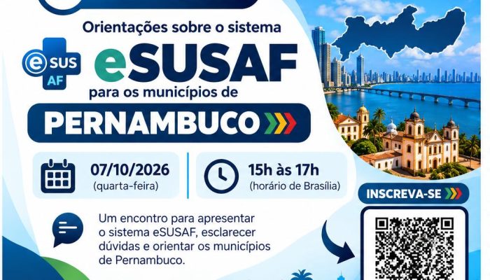 Ministério da Saúde, COSEMS-PE e SES-PE promovem webinar sobre eSUSAF para municípios pernambucanos